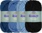 JubileeYarn Spongy Dish Yarn – 4 Skeins Chunky Nylon Yarn for Dishcloths, 50g Each (43 Yards) – Shades of Blue